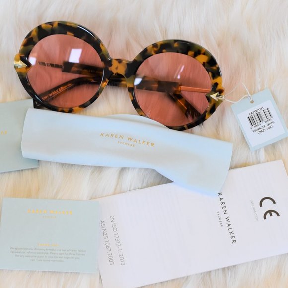 KAREN WALKER ROMANCER TORTOISE SUNGLASSES - Picture 2 of 15